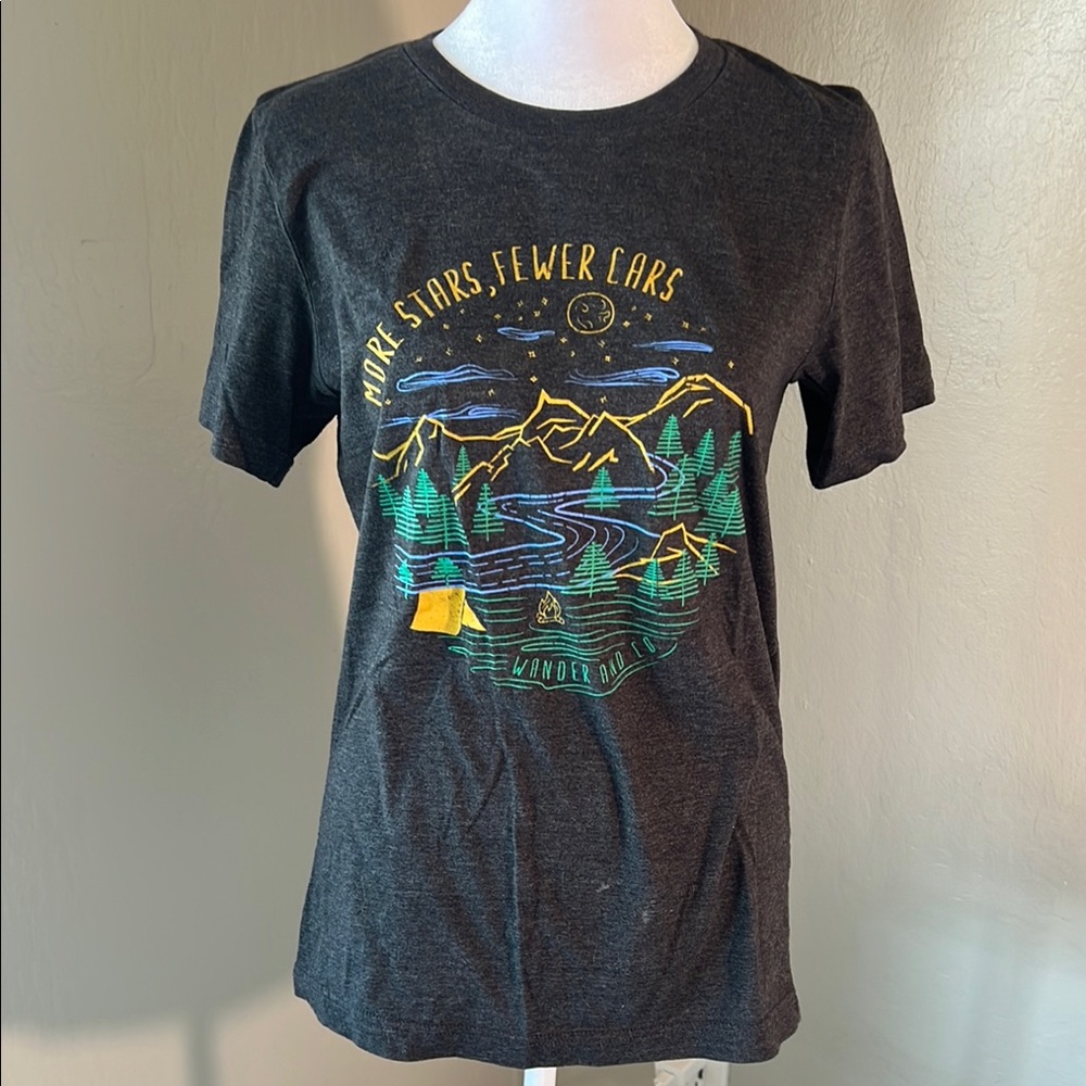 Graphic Tee with Mountain and Forest Design